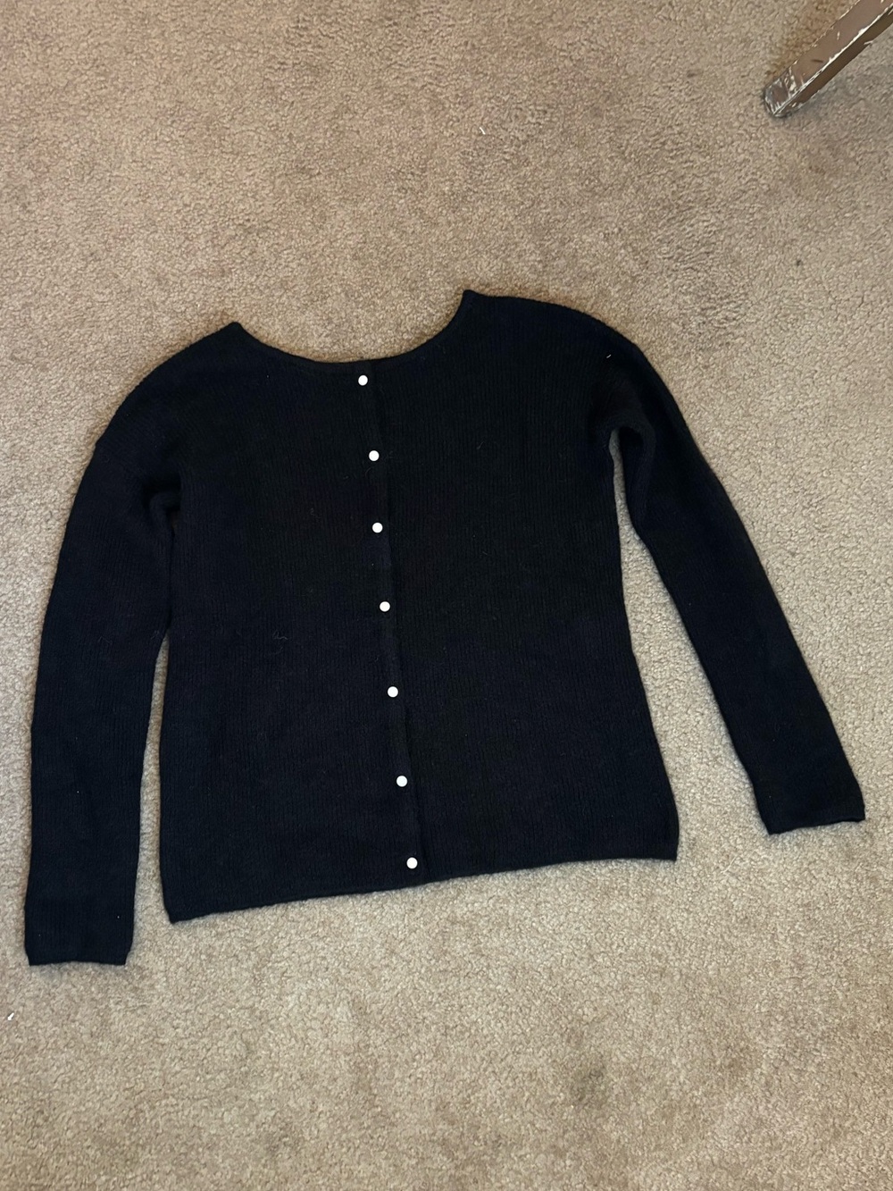 Sezane Gaspard Black Button-Front Women's Sweater Cardigan - Picture 2 of 13